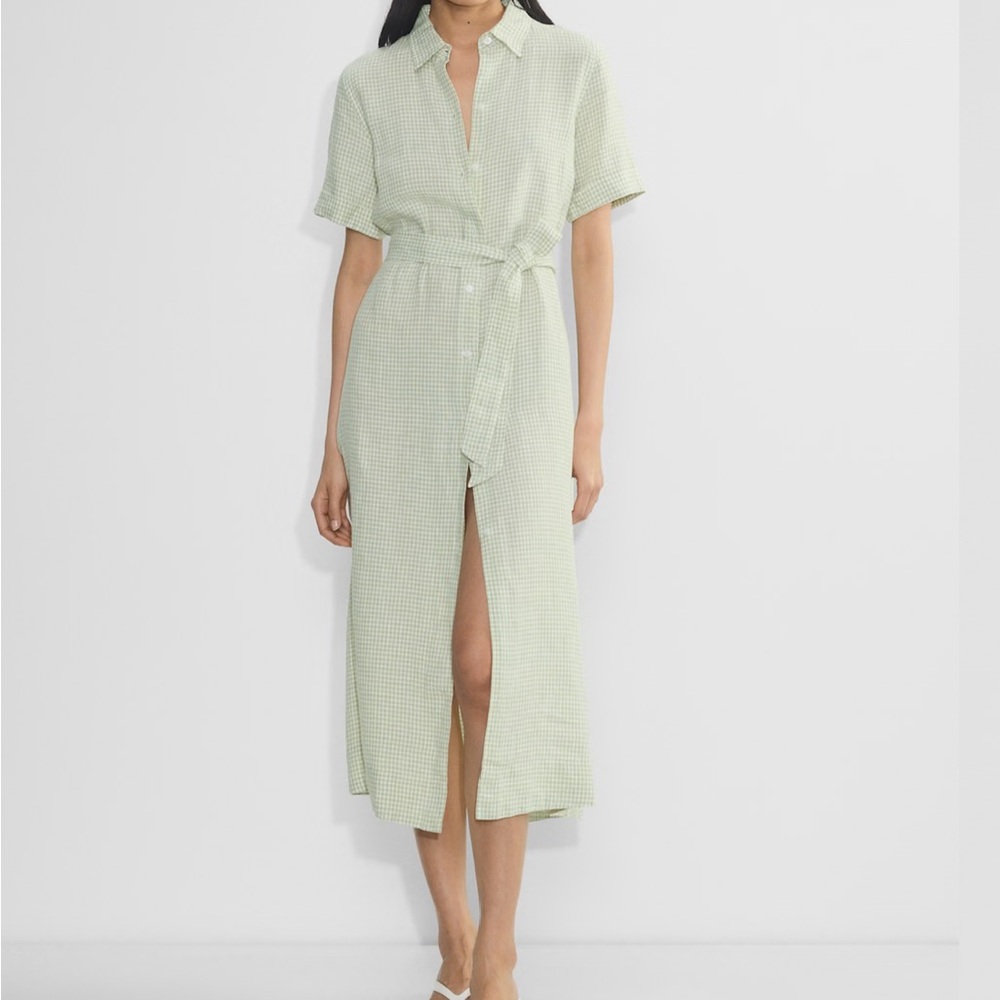 Aritzia Green Linen Maxi Dress